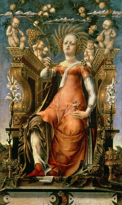 The Muse Thalia (Ceres Enthroned) (زيت ، درجة حرارة ، خشب) بواسطة ميشيل بانونيو
